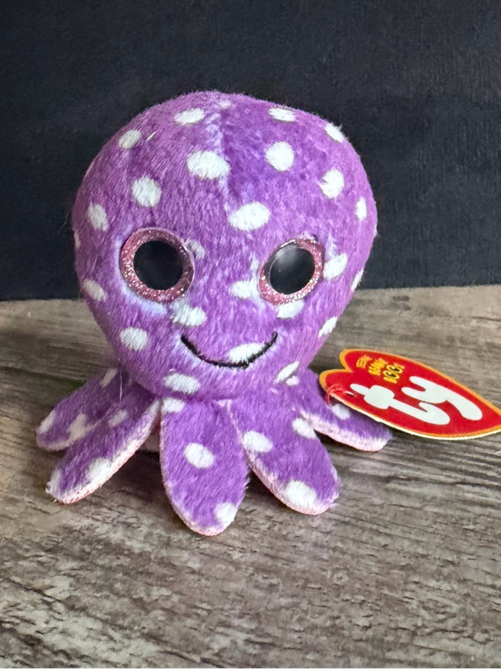 Ty Purple Polka Dot Ollie Octopus Teenie Beanie Boos